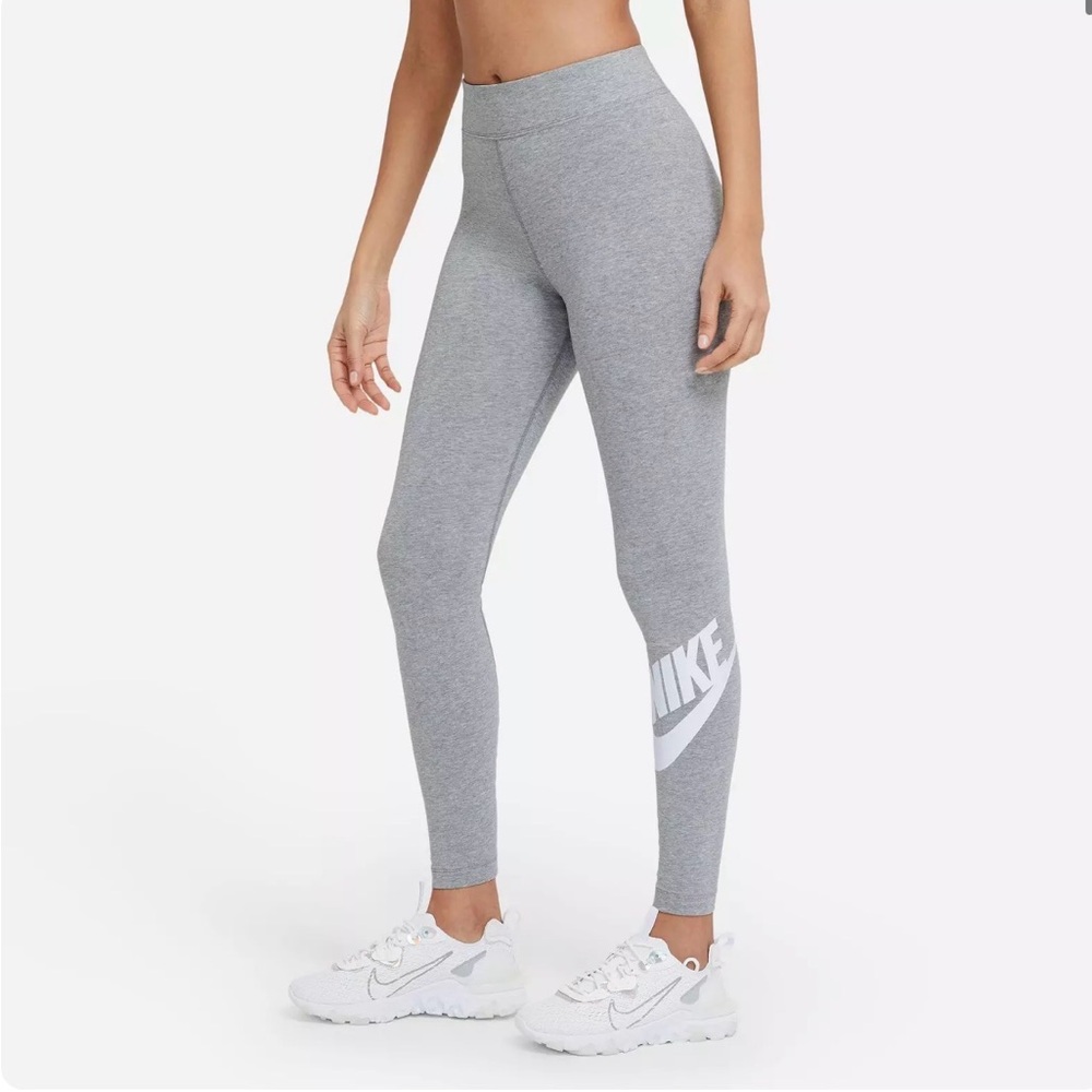 NWT! Nike Gray Leggings with White Logo
